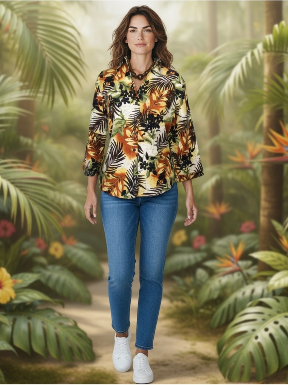 Silk Land 3/4 Sleeve Button Jacket Size L